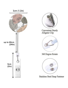 Porta Etiquetas Retráctil HEVITDA con Clip Cocodrilo - 3 Flores 2