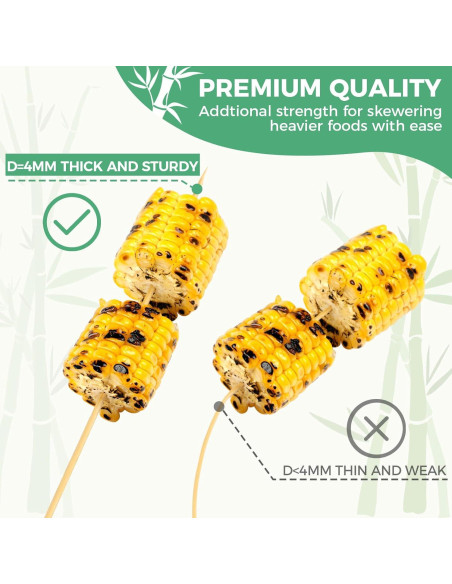200 Pinchos de Bambú Natural 10 Pulgadas para BBQ Boesma
