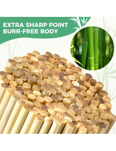 200 Pinchos de Bambú Natural 10 Pulgadas para BBQ Boesma