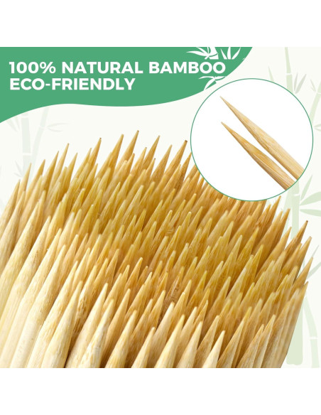 200 Pinchos de Bambú Natural 10 Pulgadas para BBQ Boesma