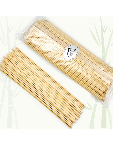 200 Pinchos de Bambú Natural 10 Pulgadas para BBQ Boesma