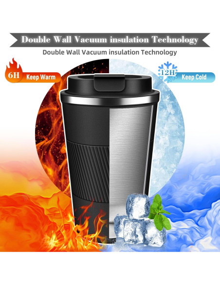 Taza de café aislada BAYTWA 12oz (355ml) negra a prueba de fugas Taza de café aislada BAYTWA 12oz (355ml) negra a prueba de fugas