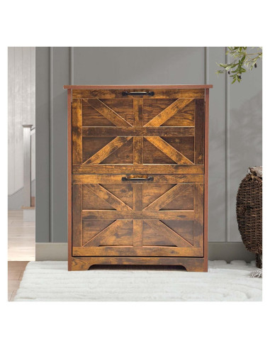 Armario de Zapatos Estrecho Stabrech 2 Cajones Abatibles Marrón