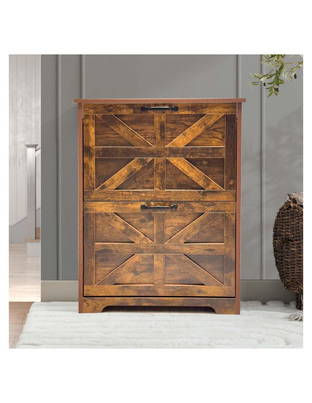 Armario de Zapatos Estrecho Stabrech 2 Cajones Abatibles Marrón Armario de Zapatos Estrecho Stabrech 2 Cajones Abatibles Marrón