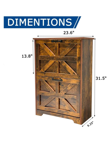 Armario de Zapatos Estrecho Stabrech 2 Cajones Abatibles Marrón Armario de Zapatos Estrecho Stabrech 2 Cajones Abatibles Marrón