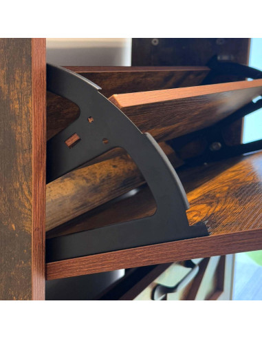 Armario de Zapatos Estrecho Stabrech 2 Cajones Abatibles Marrón