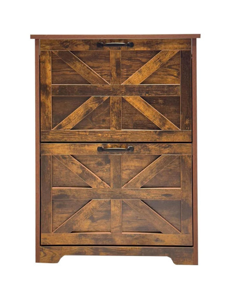 Armario de Zapatos Estrecho Stabrech 2 Cajones Abatibles Marrón Armario de Zapatos Estrecho Stabrech 2 Cajones Abatibles Marrón