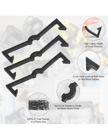 Bloqueos de Ganchos de Tablero de Clavos AccEncyc 60 Pcs