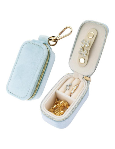 Estuche de Joyería de Viaje FCGOD Terciopelo Azul 8x4 cm