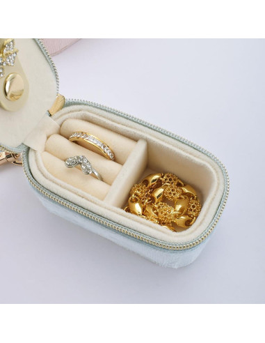 Estuche de Joyería de Viaje FCGOD Terciopelo Azul 8x4 cm