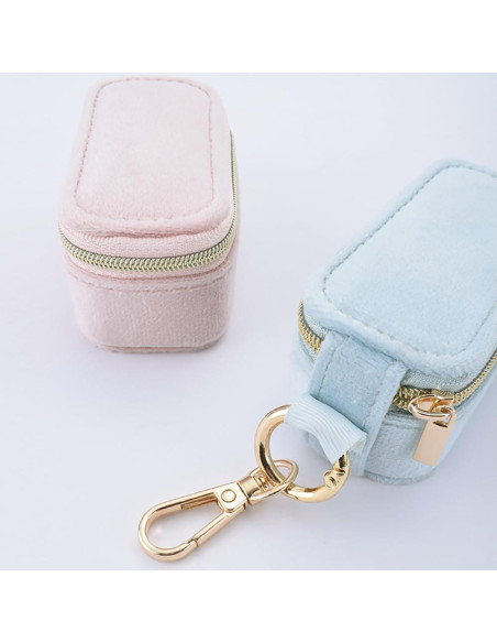 Estuche de Joyería de Viaje FCGOD Terciopelo Azul 8x4 cm