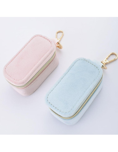 Estuche de Joyería de Viaje FCGOD Terciopelo Azul 8x4 cm