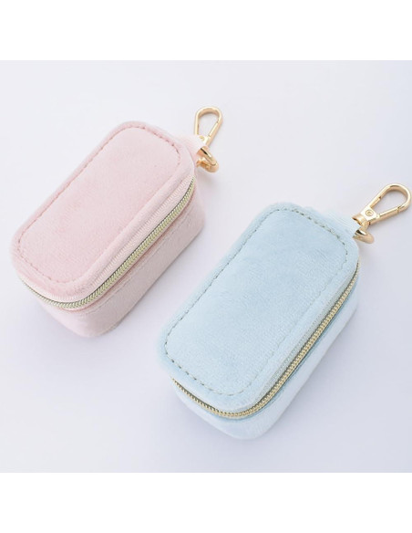 Estuche de Joyería de Viaje FCGOD Terciopelo Azul 8x4 cm