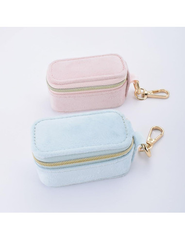 Estuche de Joyería de Viaje FCGOD Terciopelo Azul 8x4 cm