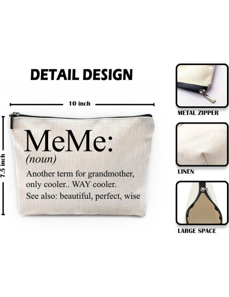 Bolsa de Maquillaje Sufamb para Abuela 25.4x19.05cm Blanco-Meme