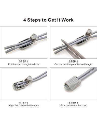 12 Puntas de Cuerda de Nylon RJ-Sport, Clips de Extremo