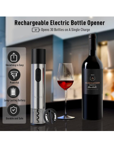 Abridor de Vino y Cerveza Secura Home 2 en 1 Recargable USB 2