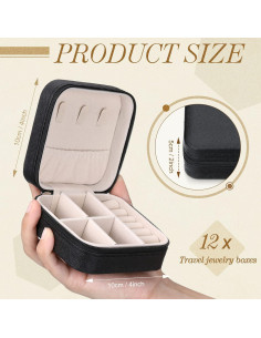 Estuche de Joyería Portátil Yinkin 12 Pcs Negro 10x10x5 cm 2
