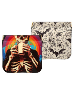 Monedero Mini 2 PCS Cuero Sintético Murciélago Esqueleto