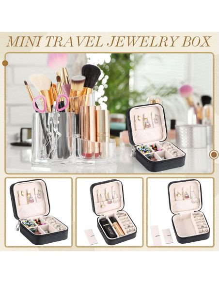 Estuche de Joyería Portátil Yinkin 12 Pcs Negro 10x10x5 cm