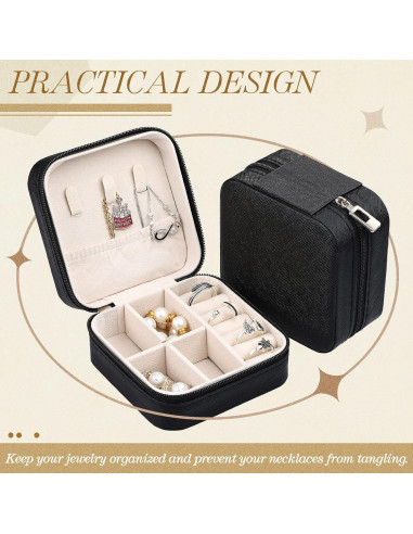 Estuche de Joyería Portátil Yinkin 12 Pcs Negro 10x10x5 cm