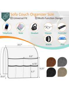 Soporte Organizador para Control Remoto DECKALY Beige 6 Bolsillos 2