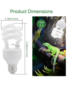 Bombilla UVB 5.0 13W Yimidool para Reptiles Tropicales 2