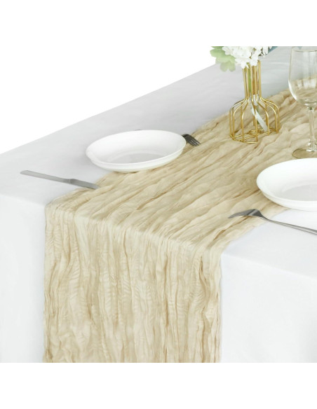 Caminito de Mesa Beige Pusunas 304.8x88.9 cm Algodón