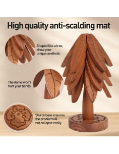 Juego de Trivetes de Madera FLYING APSARAS - 4 Piezas en Forma de Árbol 2