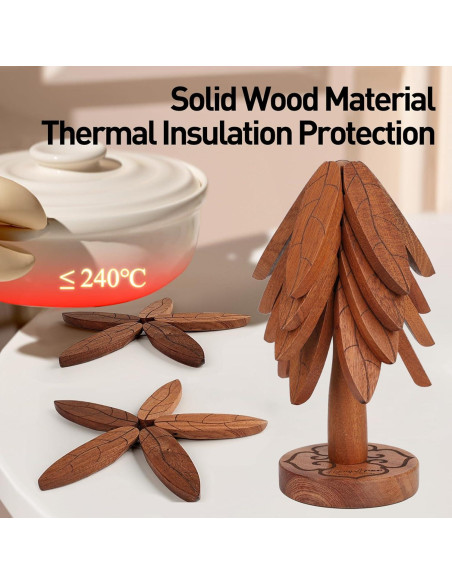 Juego de Trivetes de Madera FLYING APSARAS - 4 Piezas en Forma de Árbol