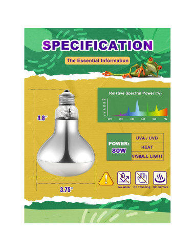 Bombilla de Calor 80W REPTISPA UVA UVB para Reptiles