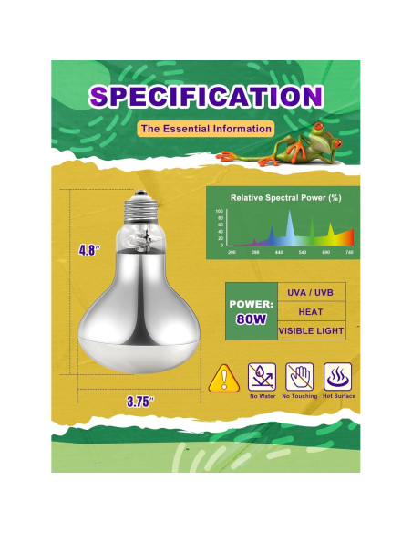 Bombilla de Calor 80W REPTISPA UVA UVB para Reptiles