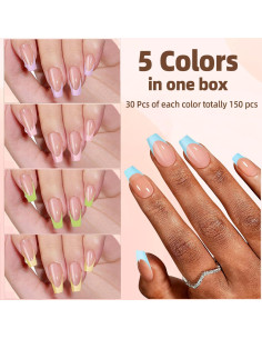 Consejos de Uñas Postizas Francesas CHANGAR 150Pcs Arcoíris 2