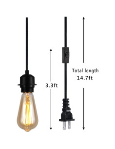 Kit de Luz Colgante Vintage Yzyaxsaa 4.57m con Interruptor 2