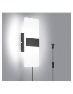 Aplique de Pared LED TRLIFE 12W 6000K Negro con Enchufe