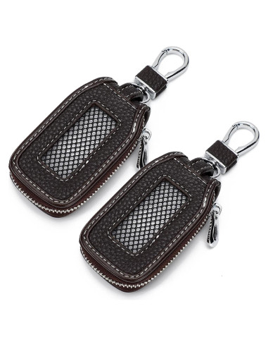 Funda de Llave de Coche de Cuero Syihah - 2 Piezas Marrón