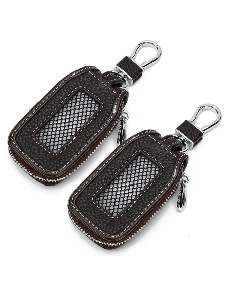 Funda de Llave de Coche de Cuero Syihah - 2 Piezas Marrón
