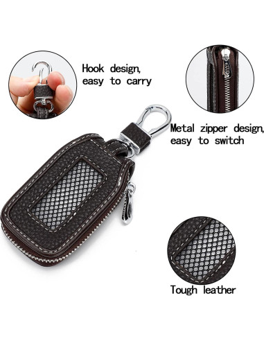 Funda de Llave de Coche de Cuero Syihah - 2 Piezas Marrón