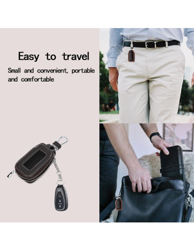 Funda de Llave de Coche de Cuero Syihah - 2 Piezas Marrón