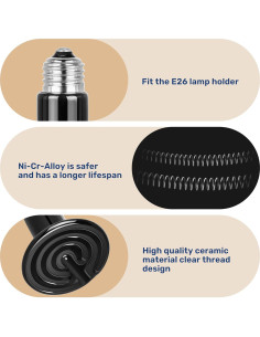 Bombilla Cerámica Emisora de Calor 75W YSSOA Paquete de 2 2