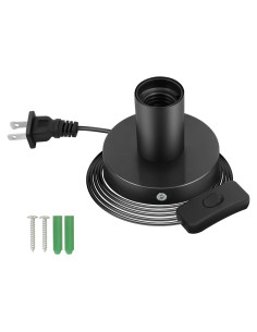 Portalámparas de Metal GYDQVPS E26/E27 con Cable 1.7m Negro
