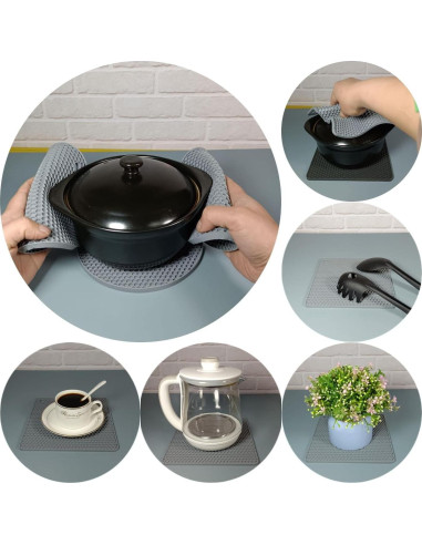 Trivetes de Silicona Hotsyang 6 Piezas 18.5x18.5 cm Grises