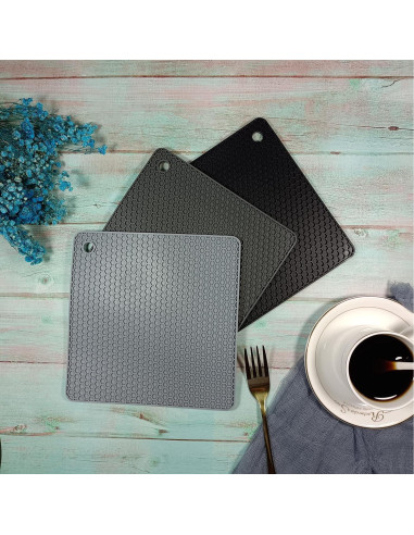 Trivetes de Silicona Hotsyang 6 Piezas 18.5x18.5 cm Grises