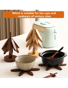 Juego de Trivetes de Madera de Nogal en Forma de Árbol - 5 Piezas 2