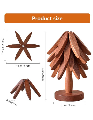 Juego de Trivetes de Madera de Nogal en Forma de Árbol - 5 Piezas