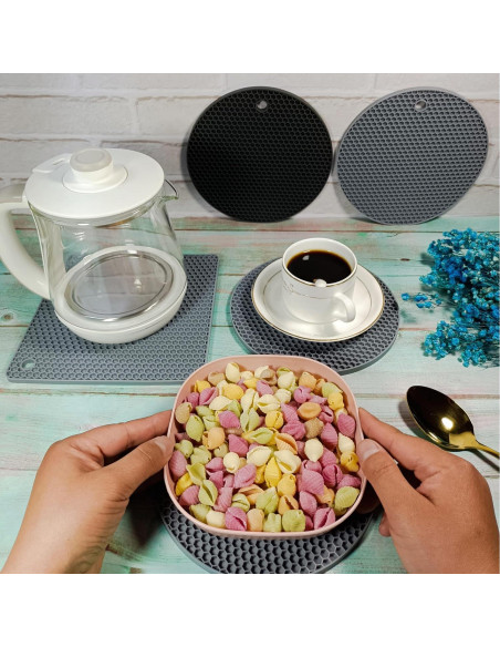 Trivetes de Silicona Hotsyang 6 Piezas 18.5x18.5 cm Grises Trivetes de Silicona Hotsyang 6 Piezas 18.5x18.5 cm Grises