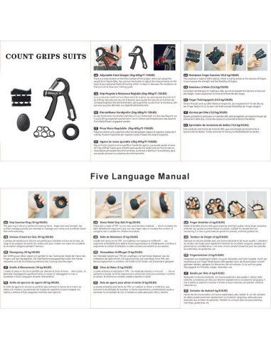 Kit de Entrenadores de Fuerza de Agarre MTCJSLA 5 Piezas