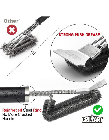 Cepillo de Parrilla GRILLART 3 en 1 Acero Inoxidable 45,72 cm