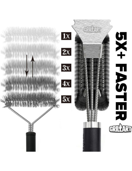 Cepillo de Parrilla GRILLART 3 en 1 Acero Inoxidable 45,72 cm