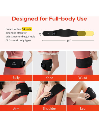 Cinturón de Terapia de Luz Roja Morfone, Inalámbrico 660nm/850nm